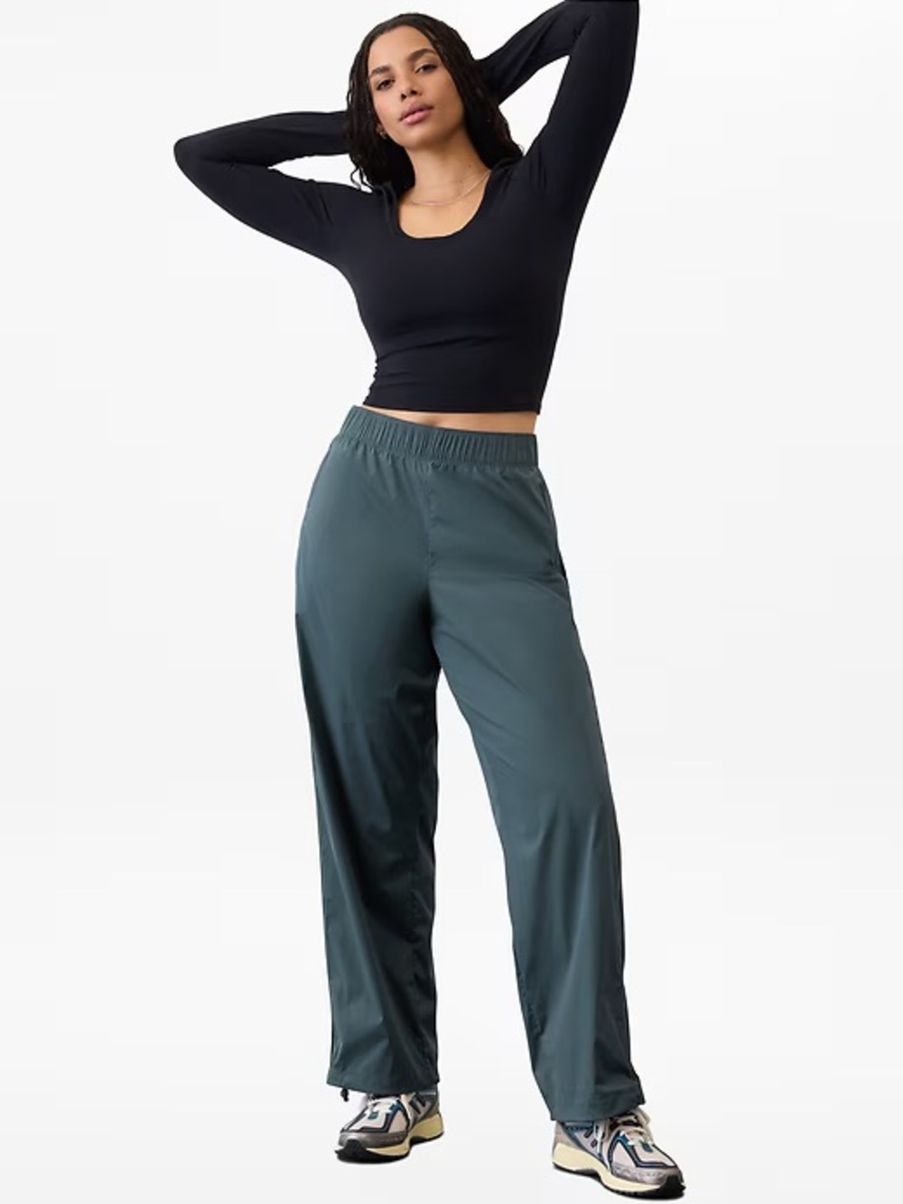 Athleta Rise Pant Eden Blue Green Lightweight Travel Pants L